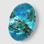 ハンドヘルドホープ未来都市 ラージ壁時計 (傾斜)