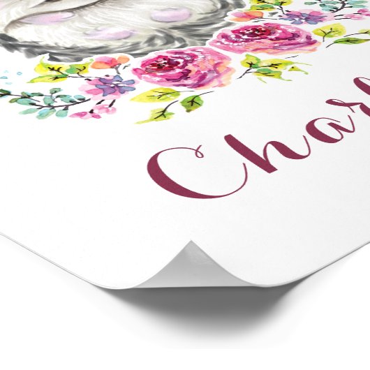 ハンドヘ色彩の鮮やかジホッグパーソナライズされたフローラ ポスター (角)