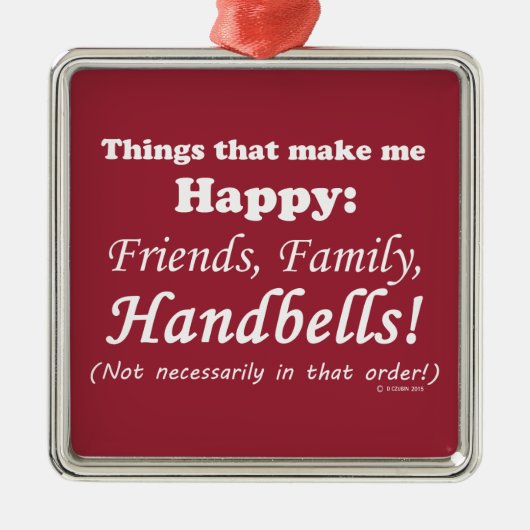ハンドベルで幸せになる メタルオーナメント (正面)
