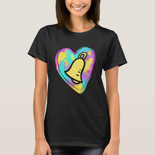 ハンドベル数々のリンガー色絵を描ハート Tシャツ (正面)