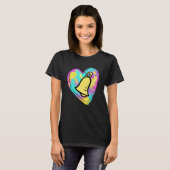 ハンドベル数々のリンガー色絵を描ハート Tシャツ (正面フル)