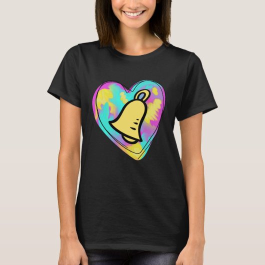 ハンドベル数々のリンガー色絵を描ハート Tシャツ (正面)