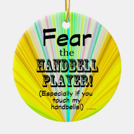 ハンドベル選手を恐れる セラミックオーナメント (正面)