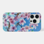 ハンドペイントのトレンディーな水彩桜 iPhoneケース (裏面横)