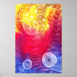 ハンドペイント抽象的な陽光輝くアート作品 ポスター