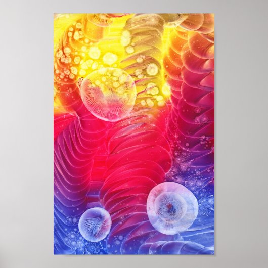 ハンドペイント抽象的な陽光輝くアート作品 ポスター (正面)