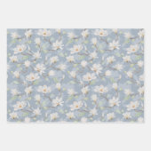 ハンドホワ絵を描イトマグノリアオンパステルブルー ラッピングペーパーシート (正面)
