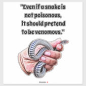 ハンドホールドベビーヘビ爬虫類引用文アート シール (シート)