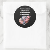 ハンドホールドベビーヘビ爬虫類引用文アート ラウンドシール (バッグ)