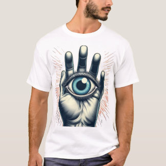 ハンドホールド神秘的なサードアイシャツデザイン Tシャツ