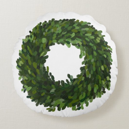 ハンドボク絵を描ウッドリースクリスマス ラウンドクッション (正面)