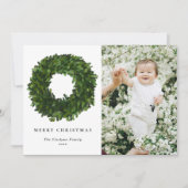 ハンドボク絵を描ウッドリースメリークリスマスフォト シーズンカード (正面)