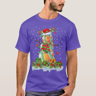 ハンドボーおもしろいル雪だるまクリスマスライトハンドボールキリスト Tシャツ