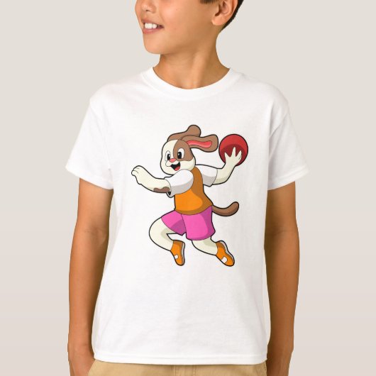 ハンドボールで遊ぶ犬 Tシャツ (正面)