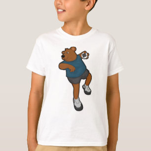 ハンドボールとハンドボールのプレーヤーでベア Tシャツ