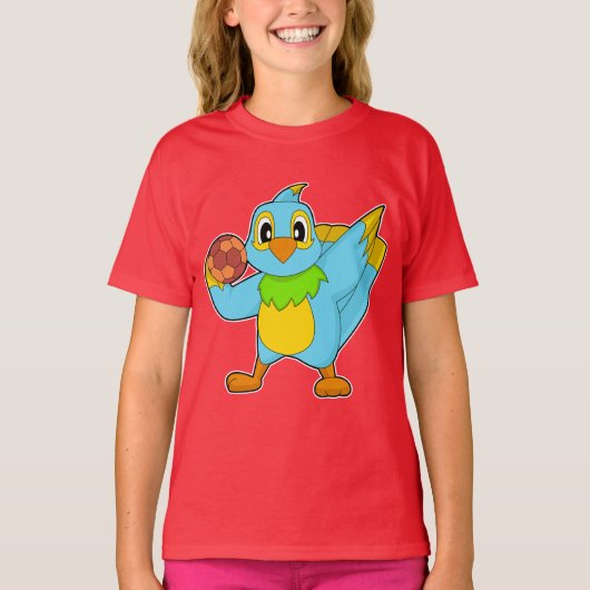 ハンドボールをするオウム Tシャツ (正面)