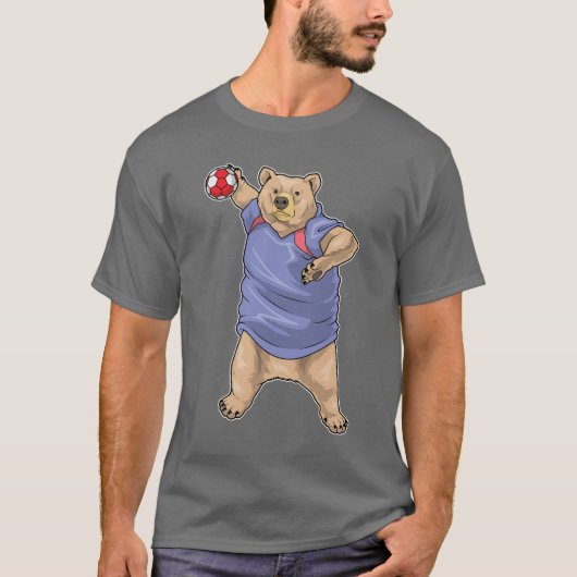 ハンドボールをする熊 Tシャツ (正面)