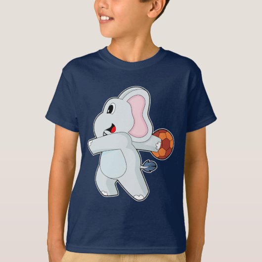ハンドボールをする象 Tシャツ (正面)