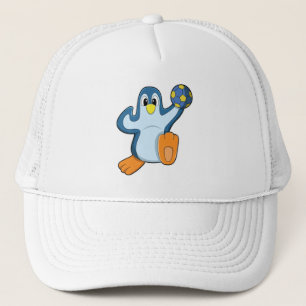 ハンドボールを使ったハンドボール選手としてのペンギン キャップ