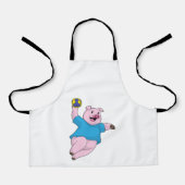 ハンドボールを使ったハンドボール選手としての豚 エプロン (正面)