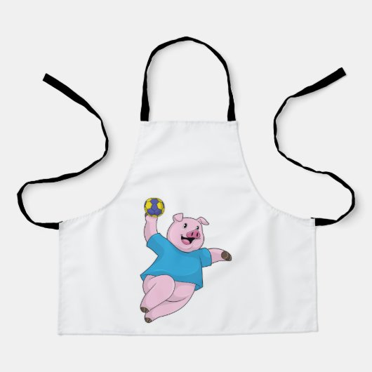 ハンドボールを使ったハンドボール選手としての豚 エプロン (正面)