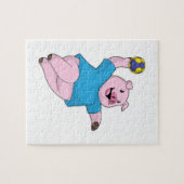 ハンドボールを使ったハンドボール選手としての豚 ジグソーパズル (横)