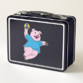 ハンドボールを使ったハンドボール選手としての豚 メタルランチボックス (裏面)