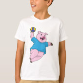 ハンドボールを使ったハンドボール選手としての豚 Tシャツ (正面)
