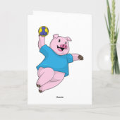 ハンドボールを持つハンドボール選手の豚 カード (裏面)