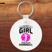ハンドボールプレーヤースポーツチームハンドボールおもしろいことわざ キーホルダー (正面)