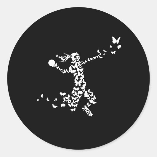 ハンドボール蝶ハンドボール選手 ラウンドシール (正面)