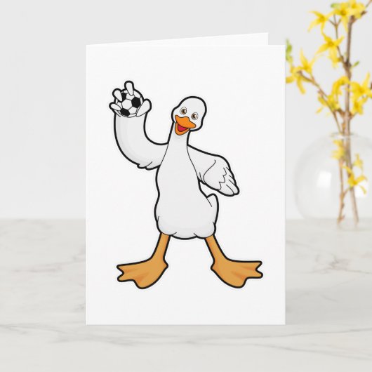 ハンドボール選手としてのアヒルとハンドボール カード (黄色い花)