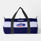 ハンドボール選手の女の子，誕生日，フランス国旗 ダッフルバッグ (正面)