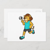 ハンドボール選手を襲うライオン ポストカード (正面/裏面)