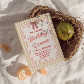 ハンドボー絵を描フレームストライプ誕生日ディナー 招待状