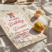 ハンドボー絵を描フレームストライプ誕生日ディナー 招待状
