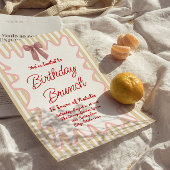 ハンドボ絵を描ウ写真ストライプ誕生日ブランチ 招待状