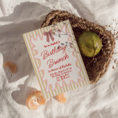 ハンドボ絵を描ウ写真ストライプ誕生日ブランチ 招待状