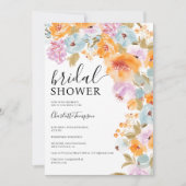 ハンドボ絵を描ホフローラ水カラーブライダルシャワー 招待状 (正面)
