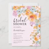 ハンドボ絵を描ホフローラ水カラーブライダルシャワー 招待状 (正面)