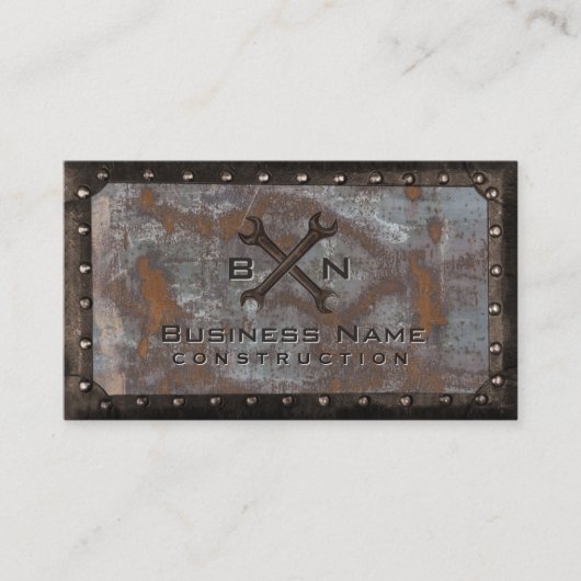 ハンドマニスプルマーヴィンテージラスティメタル建築 名刺 (正面)