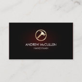 ハンドマニャーホーム修復ハンマーアイコン赤いグロー 名刺 (正面)