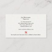 ハンドマニャー・ホーム修理レッドハンマーとレンチのロゴ 名刺 (裏面)