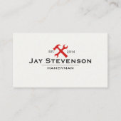 ハンドマニャー・ホーム修理レッドハンマーとレンチのロゴ 名刺 (正面)