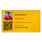 ハンドマニングゴールデンイエローフォトQRコード マグネット名刺 (正面)