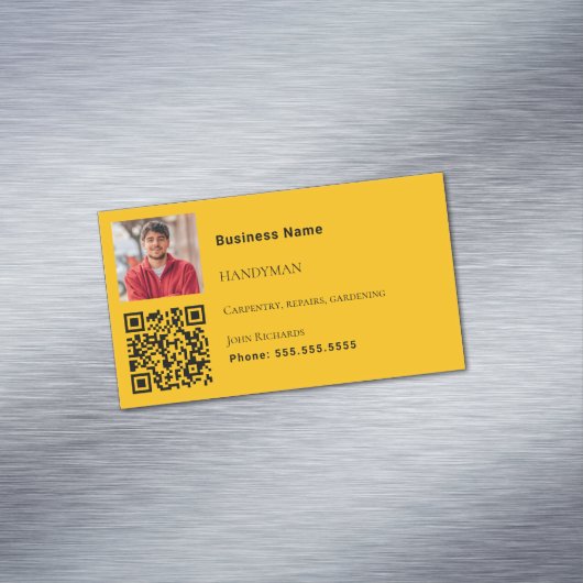 ハンドマニングゴールデンイエローフォトQRコード マグネット名刺 (インサイチュ)