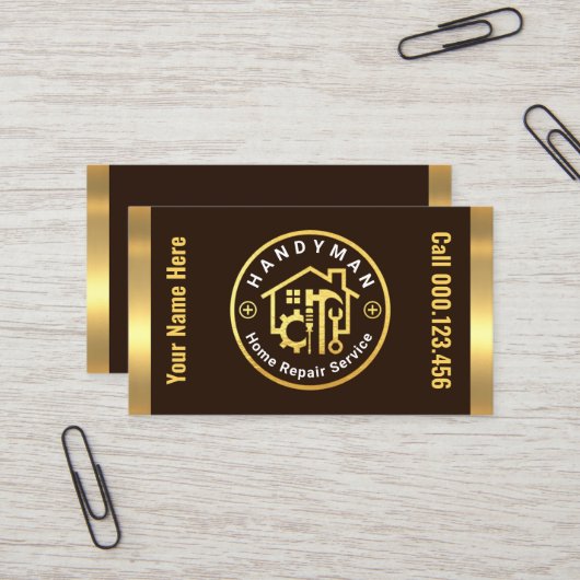 ハンドマニングツールプラカード金ゴールド 名刺 (正面/裏面インサイチュ)