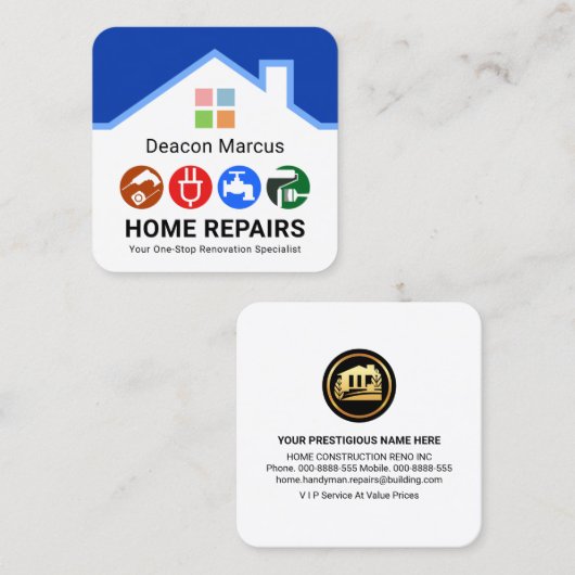 ハンドマニングツール窓の屋上枠 スクエア名刺 (正面/裏面)