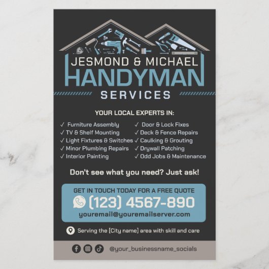 ハンドマニングフライヤー – ホーム修理とメンテナンス チラシ (正面)