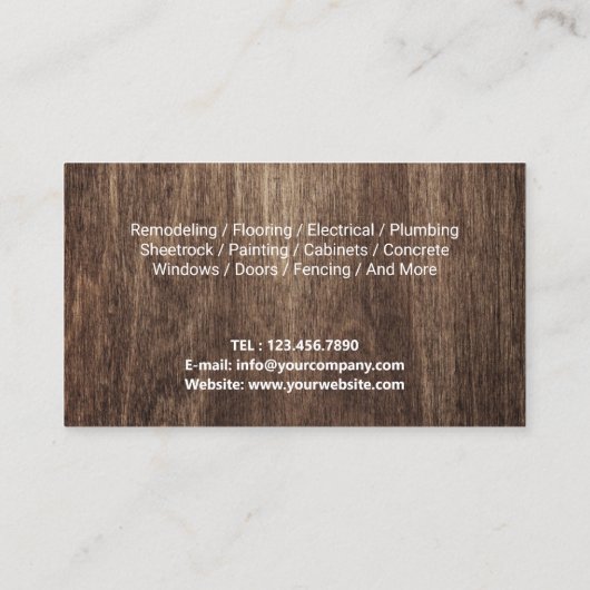 ハンドマニングベアウッドワーカーハウス修理サービスウッド 名刺 (裏面)